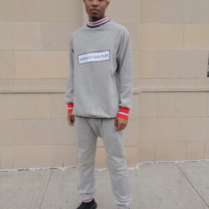 Signature Crew Neck And Jogging Pant - Grey Jersey Trimmed In Red, White And Blue
