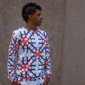 Red, White And Blue "HU" Crew Neck Top And Jogging Pant